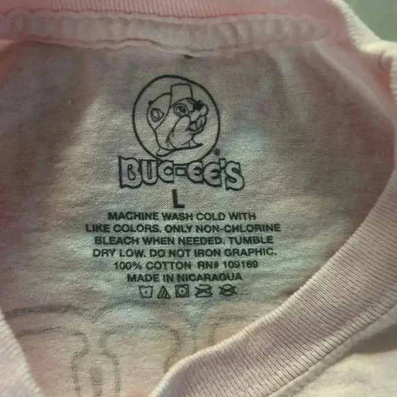 Rare Vintage Buc-ee’s Be Kind Flower Pink Tie-Dye Long Sleeve Tee Size Large - Picture 4 of 5